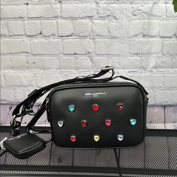 Karl Lagerfeld Black Crossbody Bag with Colorful Accents - Picture 1 of 13